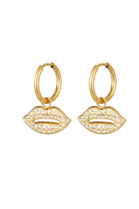 Pendientes labios charm - Color dorado Acero inoxidable 2
