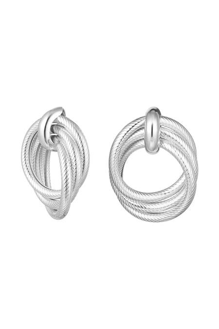 Statement Earrings Curves with print - Silver Color color 2