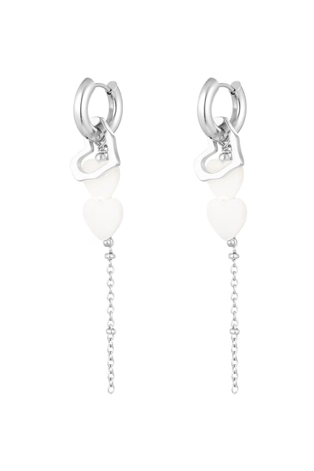 Boucles d'oreilles avec pendentifs coeur - argent Acier Inoxydable 2