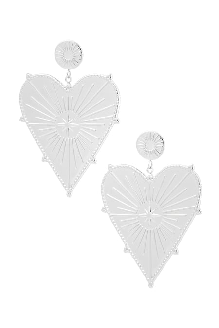 Earrings large heart charm - Silver Color color 2