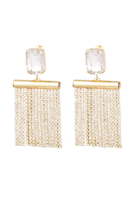 Earrings glitter curtain with stone - Gold Color Glass beads 2