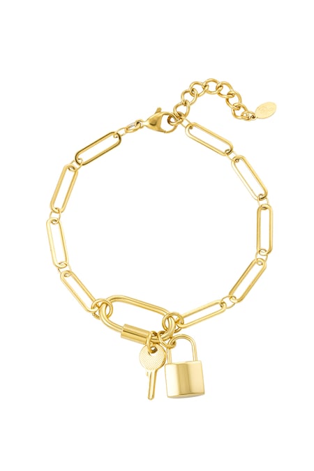 Armband verbindet Schlüssel und Schloss – Goldfarbe - Goldfarbefarbe 2