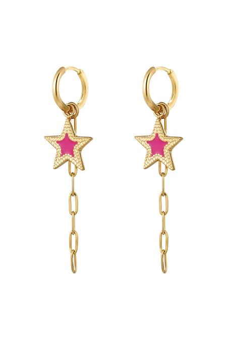 earrings with star and necklace pink 2