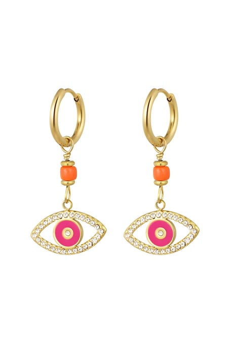 earrings with eye pendant pink 2