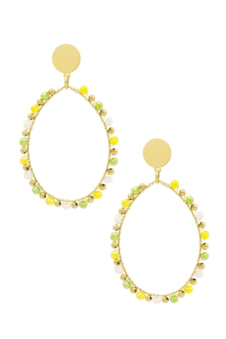 oorbellen ovale hanger met kralen groen 2
