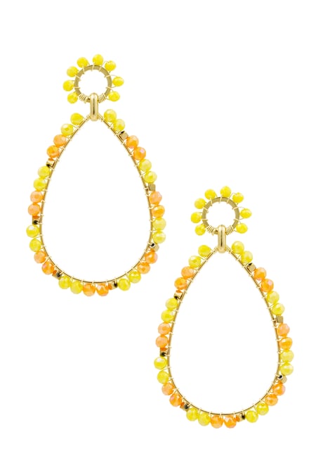 Earrings drop pendant with beads yellow