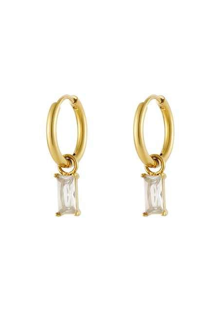 Pendientes piedra alargada - Color dorado/blanco 2