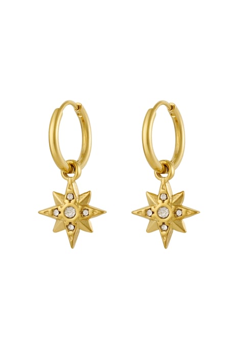 Earrings star with stones - Gold color/white 2