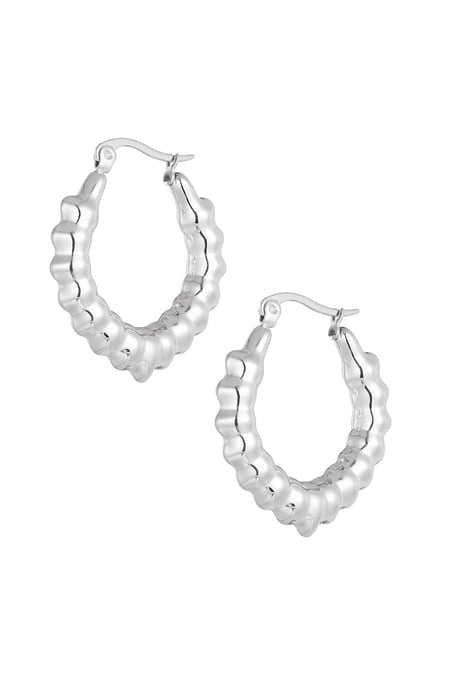 Earrings elongated bubble - Silver Color color 2