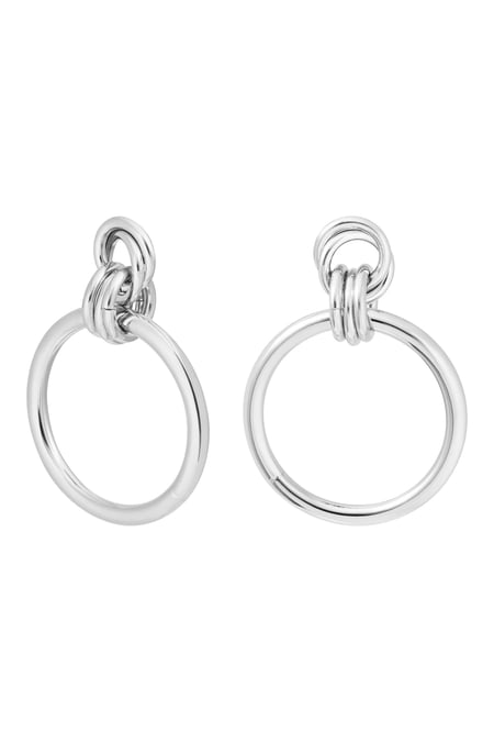 Earrings connected circles plain - Silver Color color 2