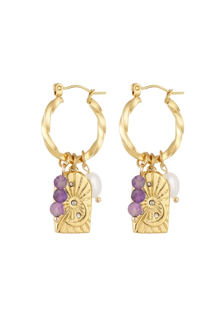Earrings charm party turned - Gold color/purple 2