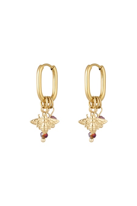 Earrings with decoration - red/Gold color 2