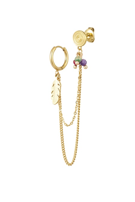orecchino con perline e piuma - colore oro (Pack with plastic bag) 2