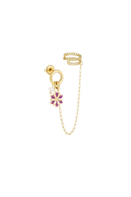 Ohrring mit Ohrmanschettenblume - Goldfarbe/Lila 2