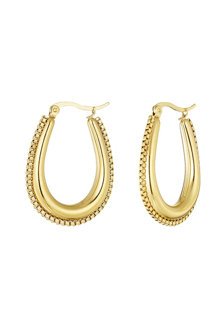 Boucle d'oreille forme goutte avec maillons - doré 2