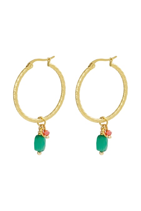 Earrings beads party - Gold color/green 2