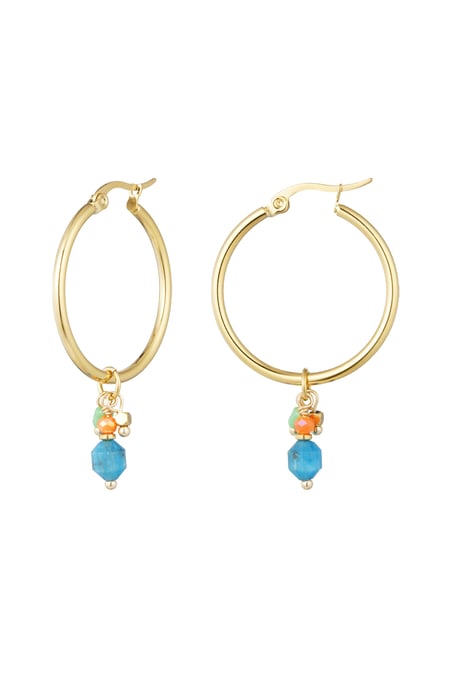 Oorbellen bedel party - Goud kleur/blauw 2