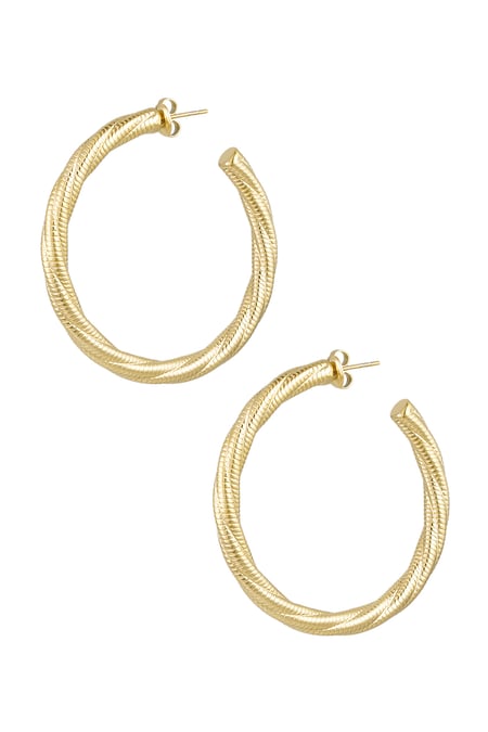 Boucles d'oreilles torsadées relief grand - doré 2