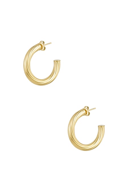 Boucles d'oreilles rayures rondes petites - doré 2