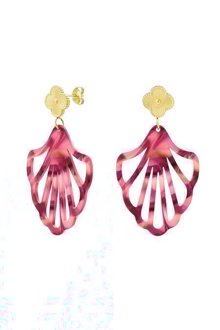 Boucles d'oreilles trèfle et coquillage avec imprimé 2