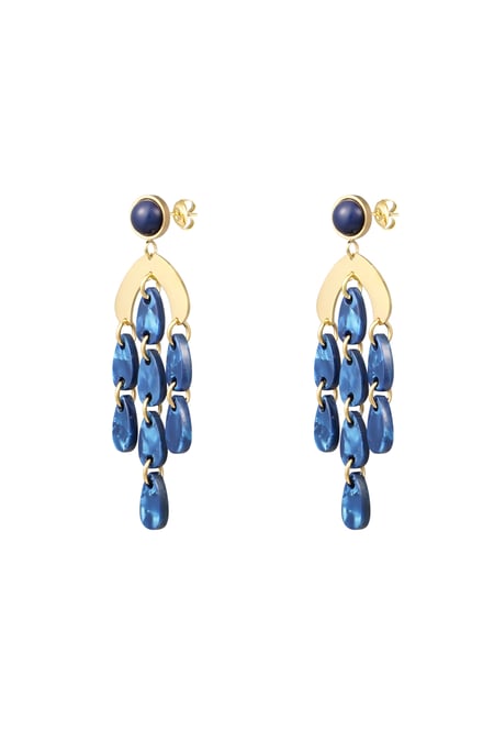 Earrings colored coins - Gold color/blue 2