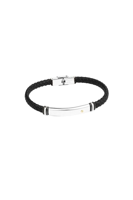 Herrenarmband geflochten - Silber/Schwarz 2