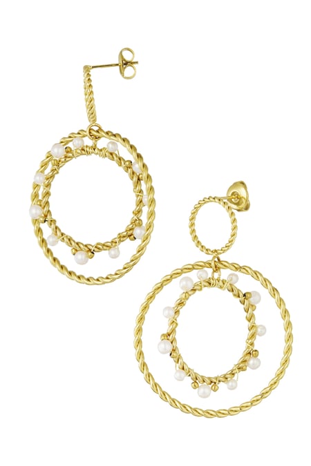 Ohrringe mit runden Anhängern – Goldfarbe - Goldfarbefarbe 2