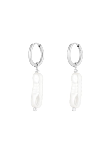 Earrings elongated pearl - Silver Color color 2