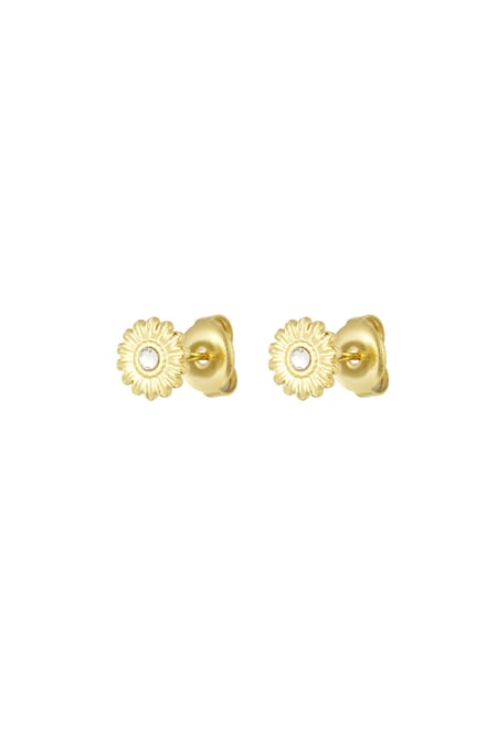 Gänseblümchen-Ohrring mit Stein – Goldfarbe - Goldfarbefarbe 2