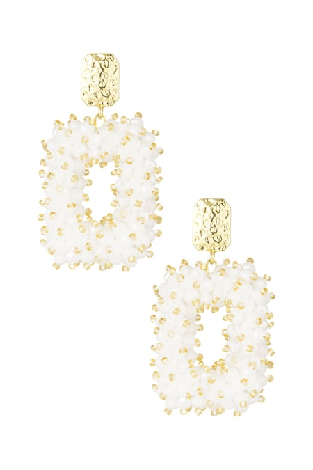 Glitter nights statement oorbellen - wit Goud kleur Color  2