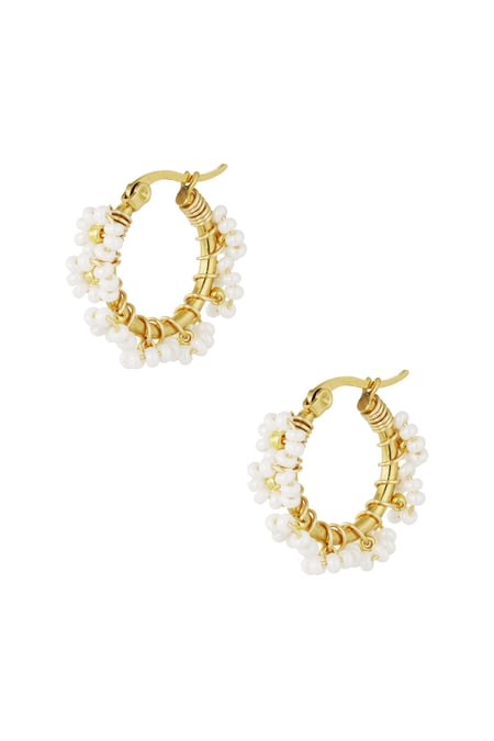 Pendientes circulares con cuentas de vidrio de acero inoxidable 2