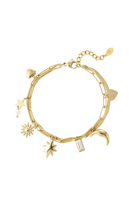 Tag- und Nacht-Charm-Armband – Goldfarbe - Goldfarbefarbe 2