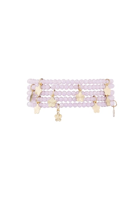 Doppeltes Armband mit Blumenanhängern – rosa/Goldfarbe 2