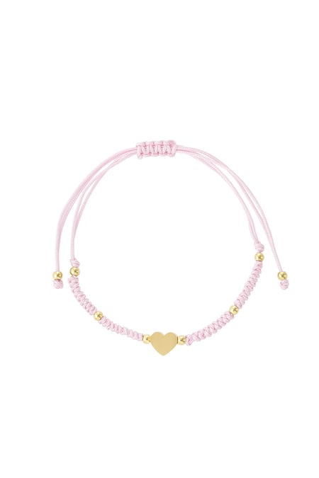 Bracelet tressé avec coeur - rose/doré 2