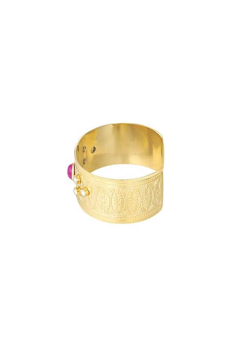 Manschettenarmband mit Diamanten und Stein – Goldfarbe  - Goldfarbefarbe