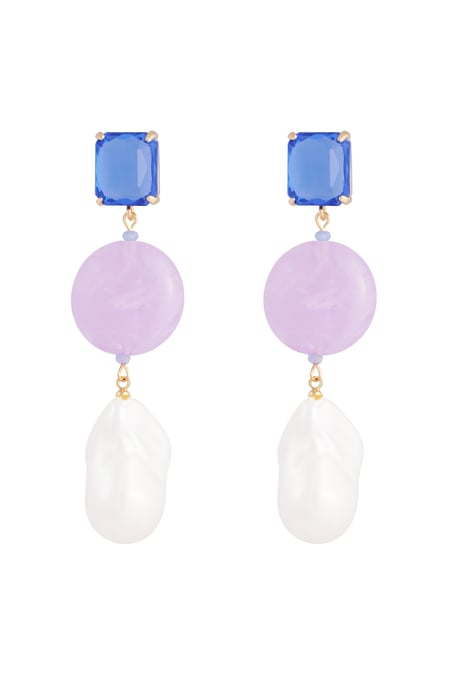 Pendientes perlas vintage - azul violeta 2