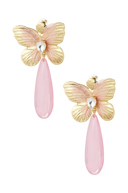 Pendiente con dije de mariposa y diamante 2