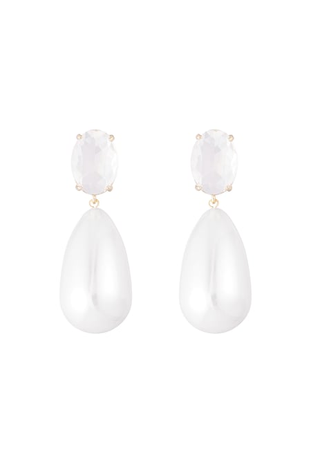 Pendiente de diamantes con gota de perla  2