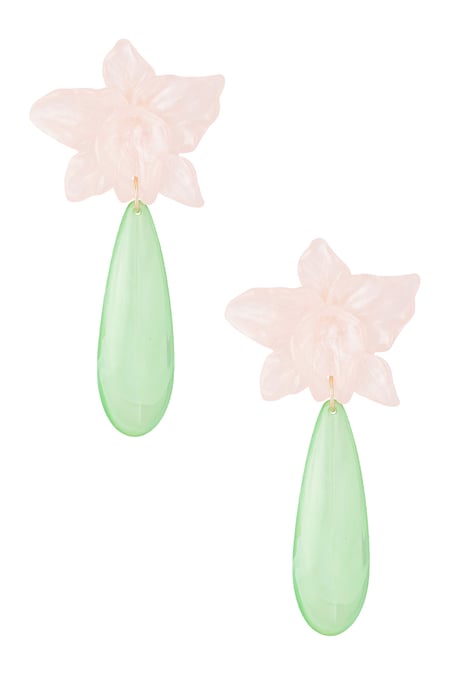 Pendiente Lily con gota verde 2