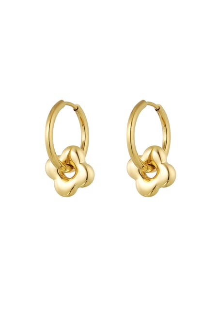 Einfache Ohrringe mit Kleeblatt-Anhänger – Goldfarbe - Goldfarbefarbe 2