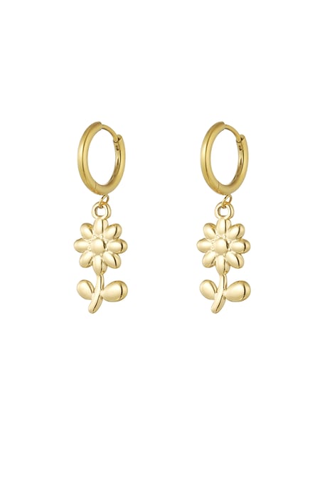 Einfache Ohrringe mit Blumenanhängern – Goldfarbe - Goldfarbefarbe 2