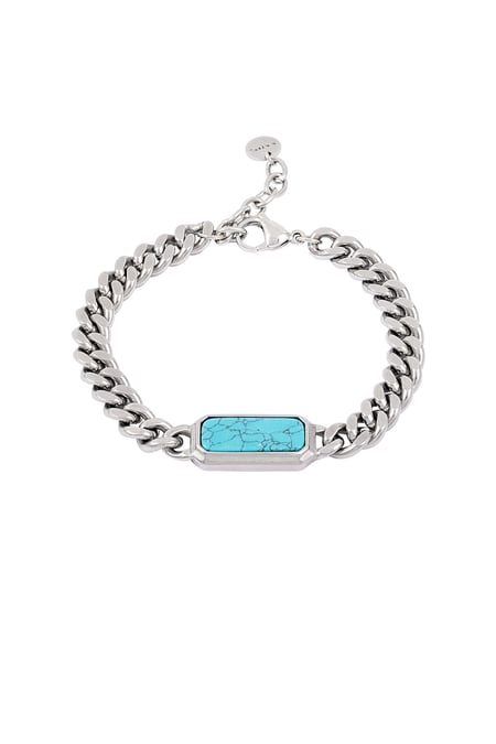 Link bracelet with stone - Silver Color color 2