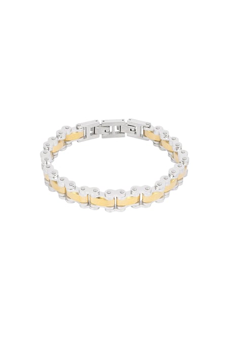 Bracelet manchette fusion homme - argent doré 2