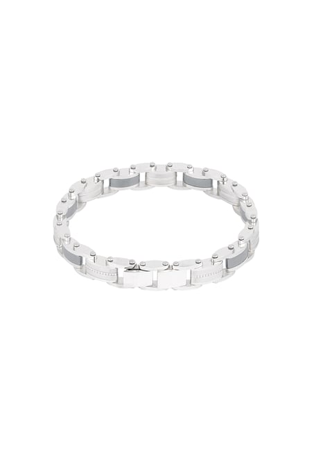 Geschakelde stalen heren armband - zilver-1cm 2