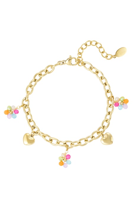 Bracelet à breloques avec breloques colorées - doré 2