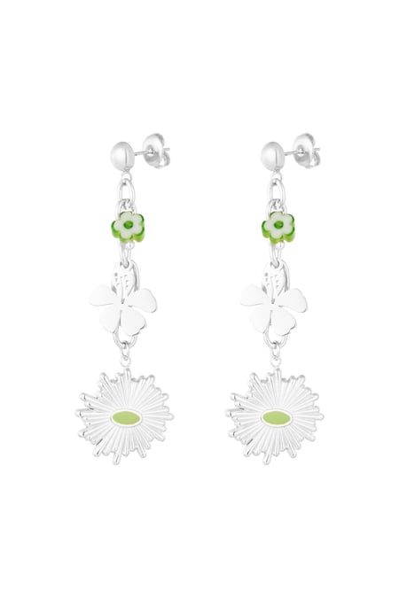 Ohrringe floral makellos - grün silber 2