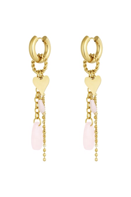 Pink love earrings - pink/Gold color 2