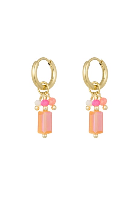 Earrings with colorful charms - orange/pink  2