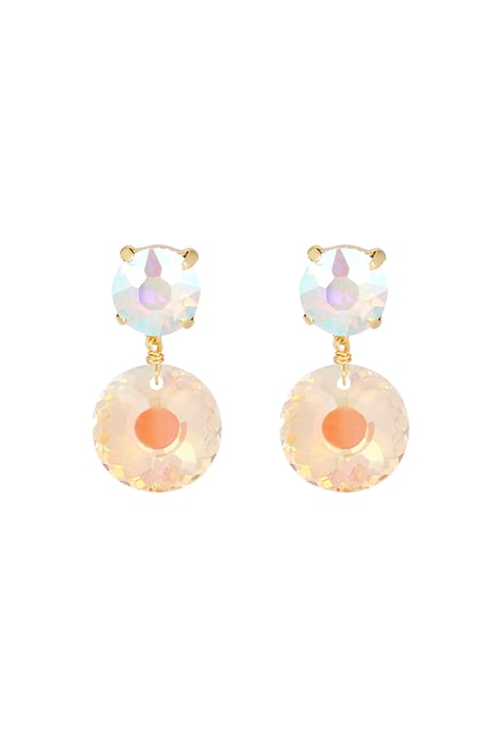 Pendientes dobles de diamantes - Color dorado blanco  2