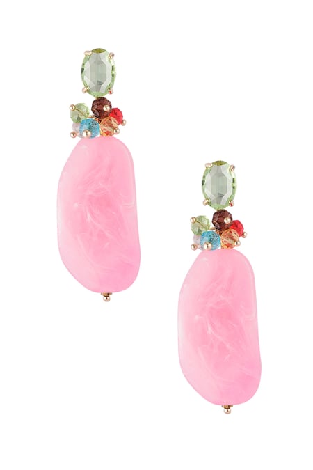 Pendientes de fiesta con cuentas llamativas - rosa/verde  2